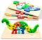 Holzpuzzle für Kleinkinder von 1 2 3 4 Jahren, Montessori Spielzeug für Kinder ab 1-4 Jahren mit 4 Tiermustern, Lernendes Pädagogisches Spielzeug, Geschenk für Jungen und Mädchen - 4er-Pack