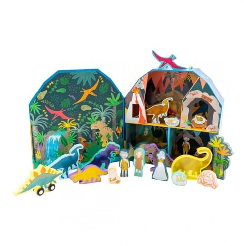 Floss & Rock Dino Kinder-Spielbox, 18 Holzteile, 29 cm