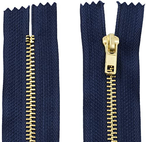 AERZETIX - C61204-2er-Set nicht trennbare Reißverschlüsse 10 cm aus metall - zipper - Farbe dunkelblau - nähzubehör lederwaren etuis röcke kleider hosen kurzwaren
