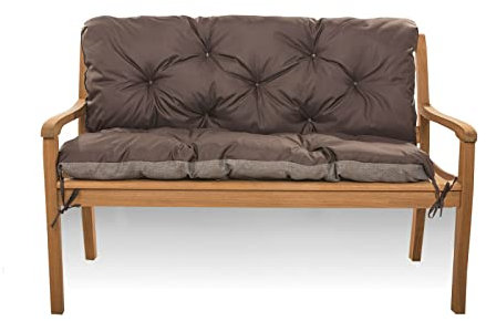 Sitzkissen für Hollywoodschaukel wetterfest - Bankkissen Outdoor - Gartenschaukel Kissen Sitzbank mit Rückenlehne (100 x 50 x 40, Braun)