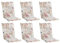Home4You Gartenstuhlauflagen Mittellehner 6er Set - 110 x 50 cm - Beige - Baumwolle - Polyester - Schmetterlingsmotiv - Sesselauflage Sitzpolster Stuhlauflage
