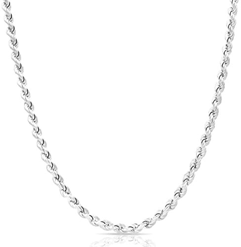Tony Fein Kordelkette 5mm Massiv 925er Sterling Silber Halskette Collier für Damen und Herren