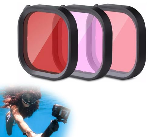 FLOTRUTE 3 in 1 Snorkel Diving Underwater Filtro per lenti rosso/rosa/viola in acqua di mare e acqua dolce per custodia ufficiale impermeabile