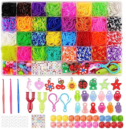 SONEER 2500+ Loom Bänder Set, Loops Gummis Bunte, Loom Bands mit Haken Charms Aufbewahrungsbox, Gummibänder Starterset für Armbänder DIY Basteln Mädchen Jungen Kinder Geschenk