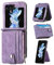 ZCDAYE Hülle für Samsung Galaxy Z Flip 5 Handytasche mit abnehmbarem Kartenhalter, Multifunktionale Samsung Z Flip 5 Handyhülle aus PU Leder Klapphülle Schutzhülle für Galaxy Z Flip 5 Case, Lila