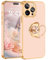 Fingic for iPhone 15 Pro Max Phone Case[with 360° Ring Holder][Support Magnetic Car Mount] Cute Kickstand Slim for Women Girl Nonslip TPU Rugged Bumper Protective Case for iPhone 15 Pro Max,Rose Gold