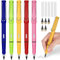 OFFCUP Metall Tintenlose Bleistifte, 5 Stück Tintenloser Bleistift mit Radiergummi, Magic Pencil mit 5 Stück Wechselkopfm, Klares und Flüssiges Schreiben für Erwachsene Studenten Künstler(Farbe)