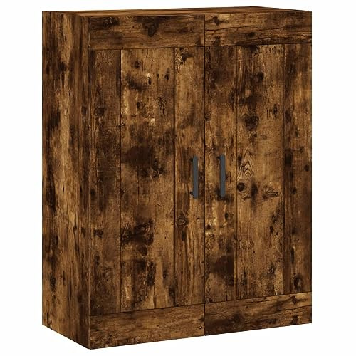 vidaXL Wandschrank, Hängeschrank mit 3 Fächern 2 Türen, Wandmontage Badezimmerschrank, Aufbewahrungsschrank für Wohnzimmer Schlafzimmer, Räuchereiche Holzwerkstoff