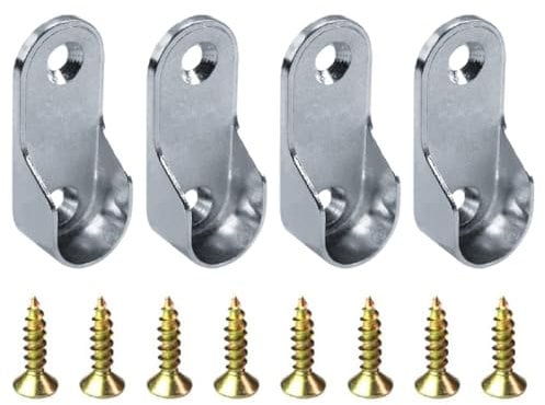 4 Pezzi Supporto Tubo Armadio, 16mm Prese Asta Armadio, Supporto per Tubi per Armadio, Asta Armadio Supporto, Supporto Per Asta Appendiabiti, Per L'Estremità Dell'Asta Binario Per Tende e Armadi