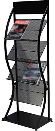 TEmkin Bodenstehender Zeitschriftenständer, 4 Etagen, Metall, Zeitungs- und Zeitschriftenständer, Bücherregal, Broschüren-Präsentationsständer, Büroboden-Informationsständer, Höhe 146 cm,
