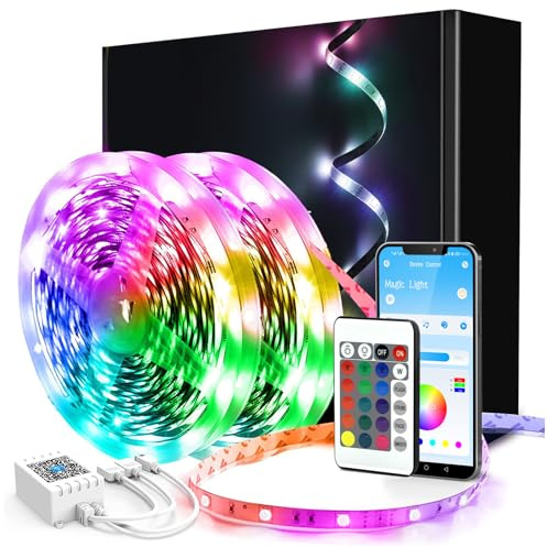 phopollo Led Strip Light, 40m led Light Strips with Remote & App Music Sync Mode Smart Flexible Lights for Bedroom Ceiling Party Stairs (20Mx2)