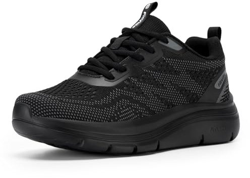 FitVille Chaussures de Running Femme Large Basket de Marche Femme Antidérapant Multisport Outdoor Sneakers Noir 39 EU Large