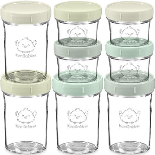 Lot de 8 boîtes de conservation pour nourriture pour bébé - Anti-fuite - Passe au micro-ondes - Récipient de rangement pour nourriture pour bébé - Bocaux à boules (Sage)