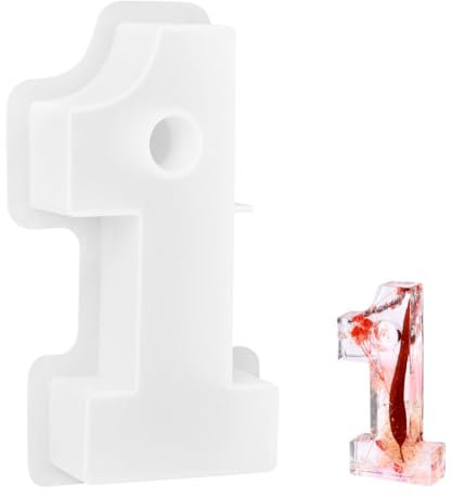 Aomig Silicona Molde Números Portavelas, Velas 3d Moldes Números, Números Molde Portavelas para Manualidades Hecho a Mano Molde para Festivales Decoración de Mesa par Adorno de Escritorio, Números 1
