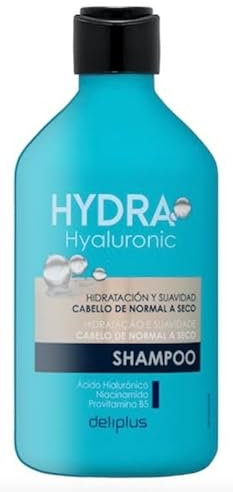 Hydra Hyaluronic Shampoo, 400 ml, normales bis trockenes Haar mit Hyaluronsäure, Niacinamid und Provitamin B5. Deliplus