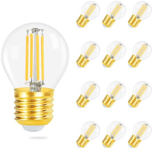 GBLY LED Glühbirne E27 Lampe: 12 stück Vintage Edison Glühlampe Warmweiß Retro Birne G45 2700K Bulbs 4W Filament Leuchtmittel Hochwertiges Glas Energiesparlampe für Hotel Café Haus Bar
