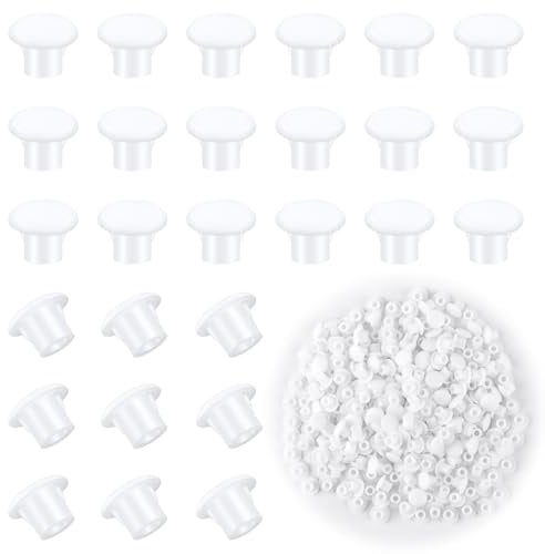 VFANDV 400 Pièces Cache Trou Meuble Blanc, 5mm Bouchons Cache-Trou en Plastique pour Trous de Perçage Caches pour Vis Meubles Cache-vis Ronds pour Meuble Étagères Armoires