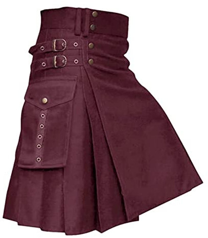 RYTEJFES Schottischer Kilt Herren Klettverschluss Schwarz Schottisch Kilt Bequeme Original Gothic Skirt Herren Rock XXXL Blau Schottenrock Herrenröcke Rot 4XL Grün Streetwear Goth Skirt