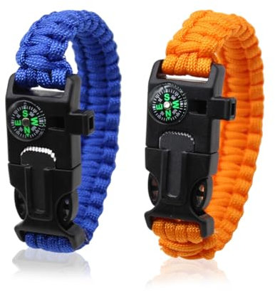 Camouflage-Armband, Outdoor-Werkzeugset Enthält Einen Kompass,EIN Langes Regenschirmseil, Einen Feuerstarter, Notfall Messer & Pfeifen, Multi-Werkzeug, für Expeditionen, Camping survival kit