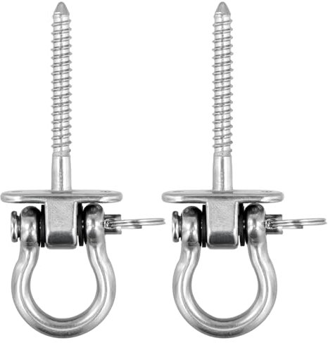 2 Pezzi Gancio per Soffitto, Acciaio Inossidabile Altalena Ancoraggio da Parete Staffa a Vite, Gancio Oscillante per Travi in Legno e Metallo, Gancio Sacco da Boxe per Gym, Altalena, Yoga, Amaca Sedia
