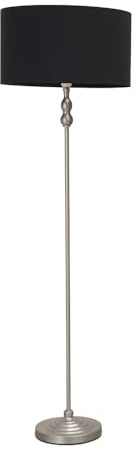 ValueLights | Brushed Chrome Metal Candlestick Floor Lamp with Black Fabric Drum Shade Living Room Light | Floor Lamps, Home Décor & Improvement Essential