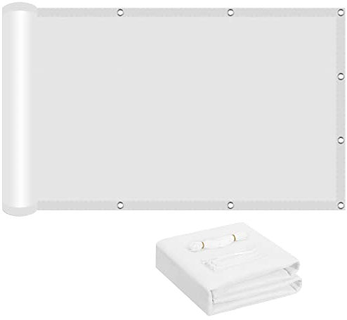 Toldo parasol rectangular de 1,6 m para jardín, piscina, terraza, balcón, malla transpirable y blanca