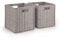 Woodluv Set of 2 Storage Cube Baskets, Wardrobe Organiser Toy Storage Baskets for Shelves, Grey, 25 x 23 x 25 cm
