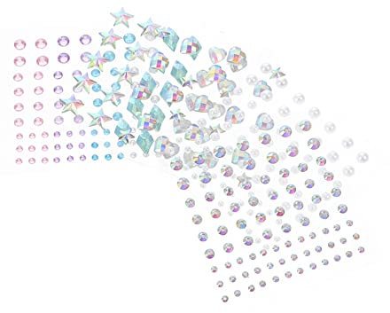 KICHOUSE 5blätter Klebe Ohrringe Für Mädchen Mit Perlensticker Und Selbstklebenden Strasssteinen in Verschiedenen Formen Zum Einfachen Aufkleben Wangen Augen Ohren Nägel Und Kleidung