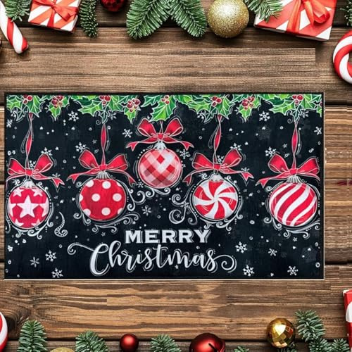 Hillylolly Zerbino di Natale, Zerbino Natalizio Ingresso, Tappeto Natalizio Porta, Tappetino Bagno, Tappeto Porta Ingresso Interno, Assorbente, Casa Decor (F)