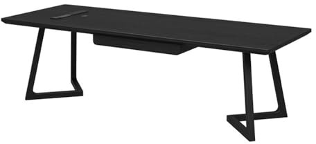 ZENGXJYCQINGJIANG Gaming Desk Modern Simple Style Home Office Desk, 31.5 Wide Ash Wood Writing Table Workstation with Charging Outlets, Black(S)