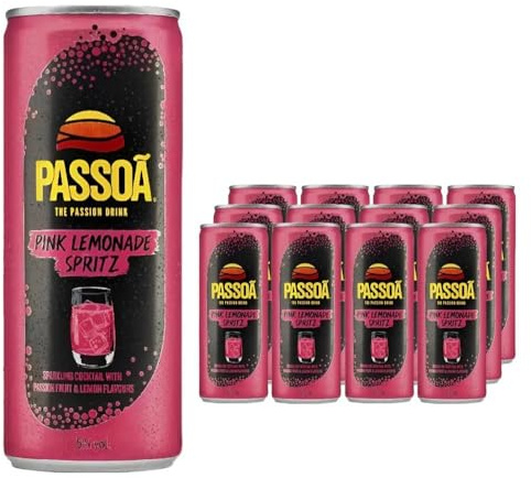 Passoa Pink Lemonade Spritz Sparkling Ready to Drink Cocktail, Party Pack 12 x 250ml