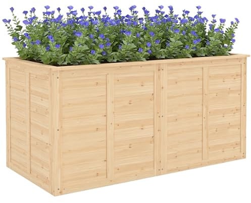 Outsunny Hochbeet Holz 152 x 77 x 77 cm Erhöhtes Kräuterbeet Naturholz