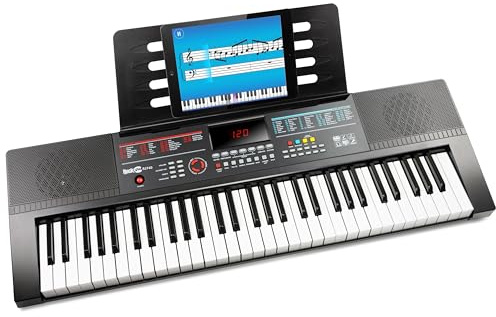 RockJam Klaviertastatur mit 61 Tasten mit Notenständer, inklusive Klaviernoten und Unterrichtsstunden