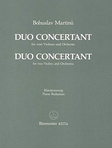 BARENREITER MARTINU BOHUSLAV - DUO CONCERTANT - 2 VIOLINEN, KLAVIER Klassische Noten Violine