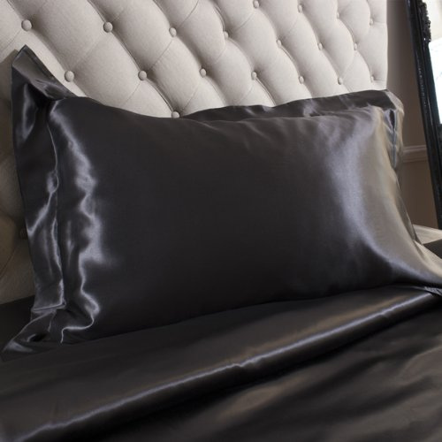 Jasmine Silk 100% 19 Momme Charmeuse Silk Pillowcase for Hair and Skin Oxford Style 50 cm x 75 cm + 7cm Border Envelope Closure RRP £45 (Black)