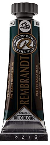 Rembrandt Couleurs à l'huile Qualité extra-fine Vert phtalo bleu 680 - Tube de 15 ml - Consistance beurrée - Très grande résistance à la lumière - Qualité artistique - Fabriqué aux Pays-Bas