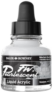 Daler-Rowney FW Acrylic Ink, Glass Bottle with Dropper, 1oz - 29.5 ml, White Pearl