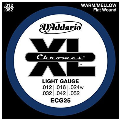 D'Addario Chromes E-Gitarrensaiten-Set Flatwound, ECG25 Light .012-.052
