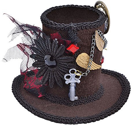Bristol Novelty BH612 Steampunk-Mini-Zylinder, hoch, für Damen, Einheitsgröße Halloween, Brown