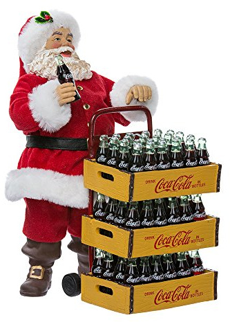 Kurt Adler Coca-Cola Santa with Delivery Cart, 10.5-Inch, Set of 2