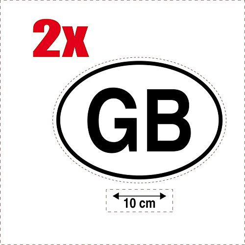 SAFIRMES 2 x Aufkleber Flagge Oval Ländercode Auto Motorrad GB-Royaume Uni