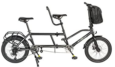 ECOSMO 20 New Folding City Tandem Bicycle Bike,7 Speeds, Dual Disc Brakes, Free Front Bag & Rear rack- 20TF01BL