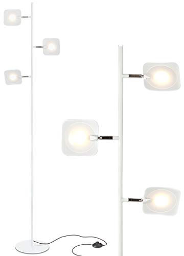 Brightech Tree Spotlight LED Floor Lamp - Very Bright Reading, Craft and Makeup 3 Light Standing Pole - Modern Dimmable & Adjustable Panels - Corner Lamp - White