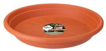Elho Soucoupe Universel Ronde 25 - Soucoupe pour Intérieur & Extérieur - Ø 25.0 x H 3.8 cm - Ø 25.0 x H 3.8 cm - Marron/Terre Cuite