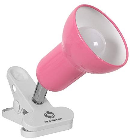 360° Rotating Clip Book Light - Portable Reading Lamp, Seven Colors, Clip for Desk/Table/Double Bed/Cabinet (Pink)