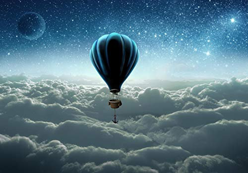 wandmotiv24 Fototapete Ballon Wolken Sterne, XXL 400 x 280 cm - 8 Teile, Wanddeko, Wandbild, Wandtapete, Anker, Planeten, Himmel M1140