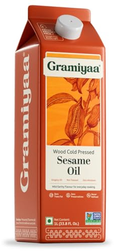 Gramiyaa Cold Pressed Sesame Oil 1 Litre | Traditionally Extracted | Chemical-free, Zero Trans-fat Cooking Oil | Unrefined Oil | Kachi Ghani Til Oil for Cooking