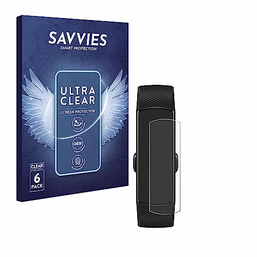 Savvies Protection Film compatible with Honor Band 5 | 6 Pack Clear Screen Protection Made in Germany Anti-Scratch Transparent Foil