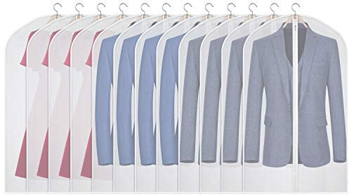Univivi Anzugtaschen für Männer, 12 Stück Atmungsaktive Kleiderschutztaschen, Transparente, Wasserdichte, Staubdichte Kleideraufbewahrungstasche für die Aufbewahrung im Kleiderschrank (60cm x 100cm)