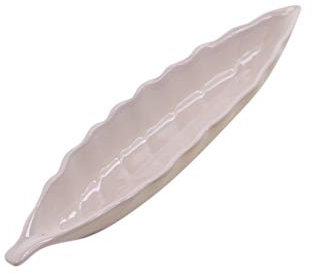 Porte-bâtonnet d'encens Feuille de Céramique en Blanc Fair Trade, Longueur: 27,5 cm